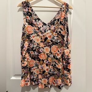 Torrid Floral Sleeveless Top - Black and Orange